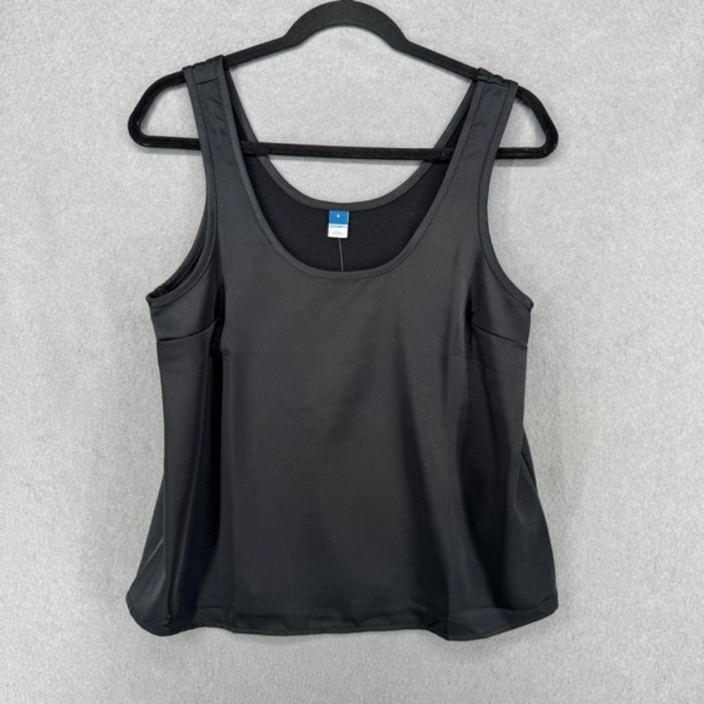 Old Navy Satin Shell Tank Top Womens S Black Relaxed Minimalist Luxe Base-Layer